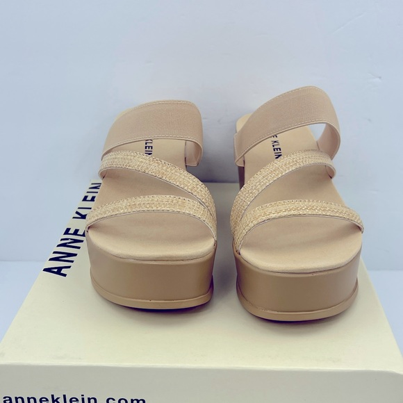 ANNE KLEIN, AKVELMA NATURAL RAFFI SLIP ONS PLATFORM ELASTIC TOP,CUSHION SOLE 9.5 - Picture 2 of 16